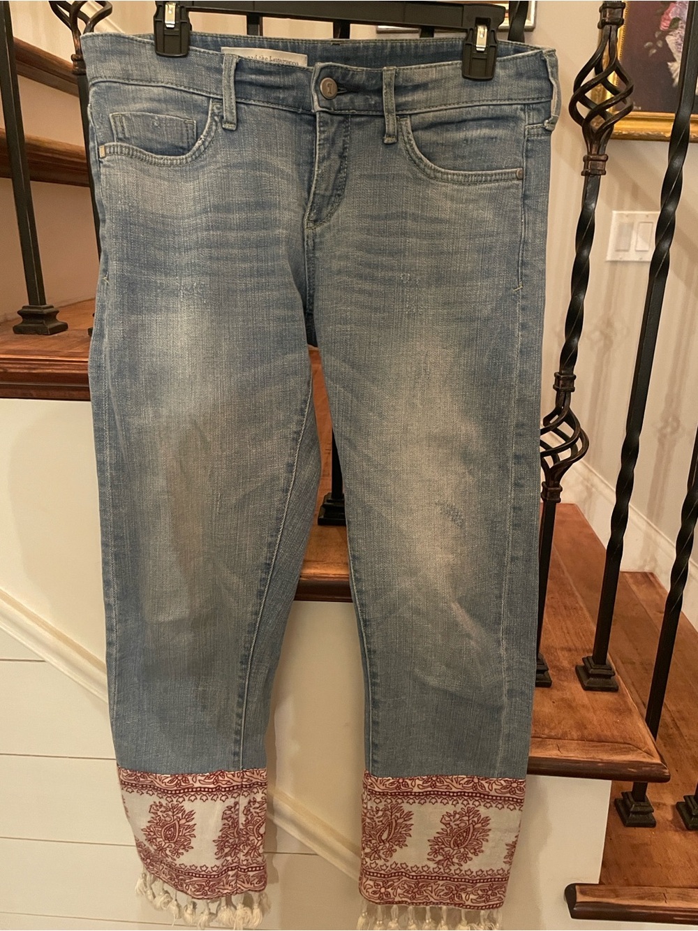Anthropologie Pilcro and the Letterpress  Blue Cropped Jeans Tassel Hem